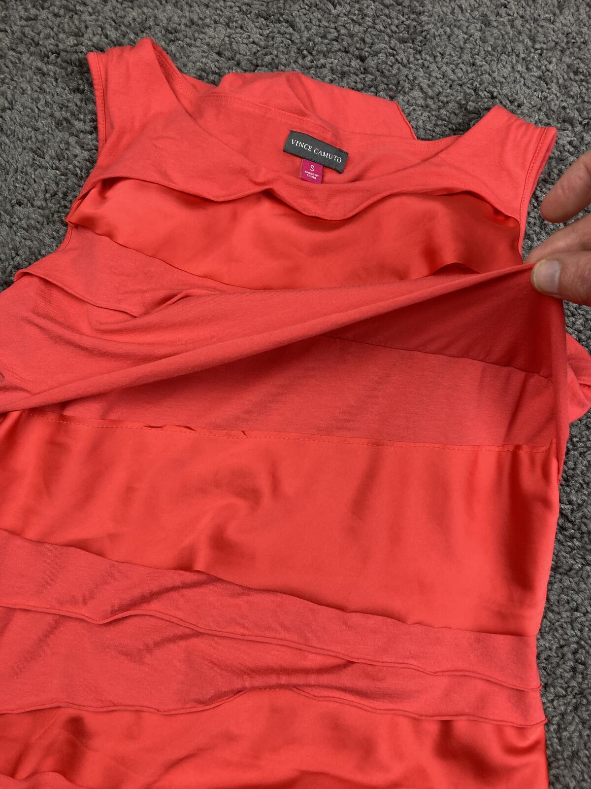 Vince Camuto Coral Tiered Ruffle Tank Top Blouse Sleeveless Career Party Sz S