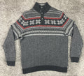 Club Room Men’s Nordic Fair Isle Chunky Knit Sweater Gray Wool Blend Size Large