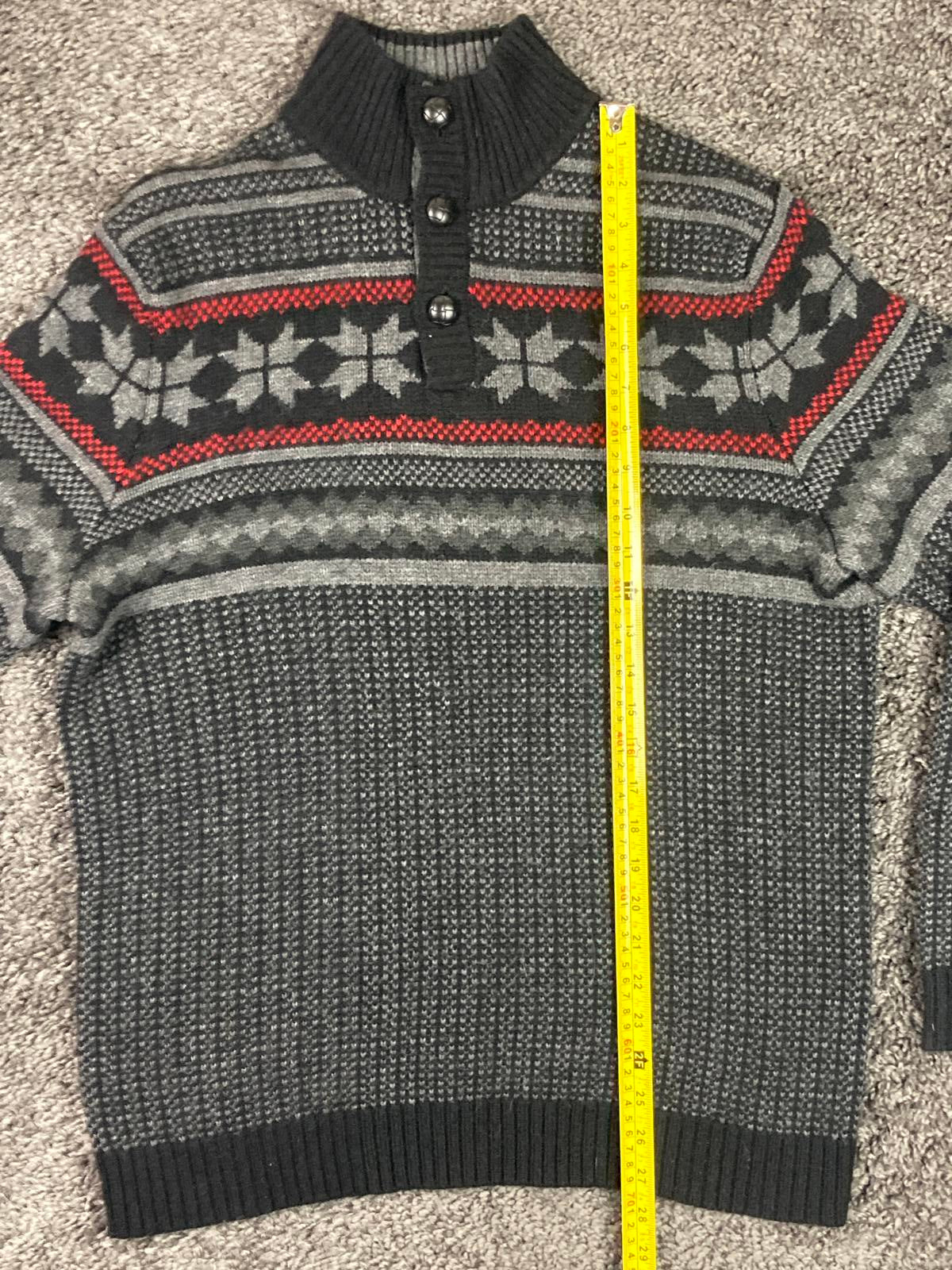 Club Room Men’s Nordic Fair Isle Chunky Knit Sweater Gray Wool Blend Size Large
