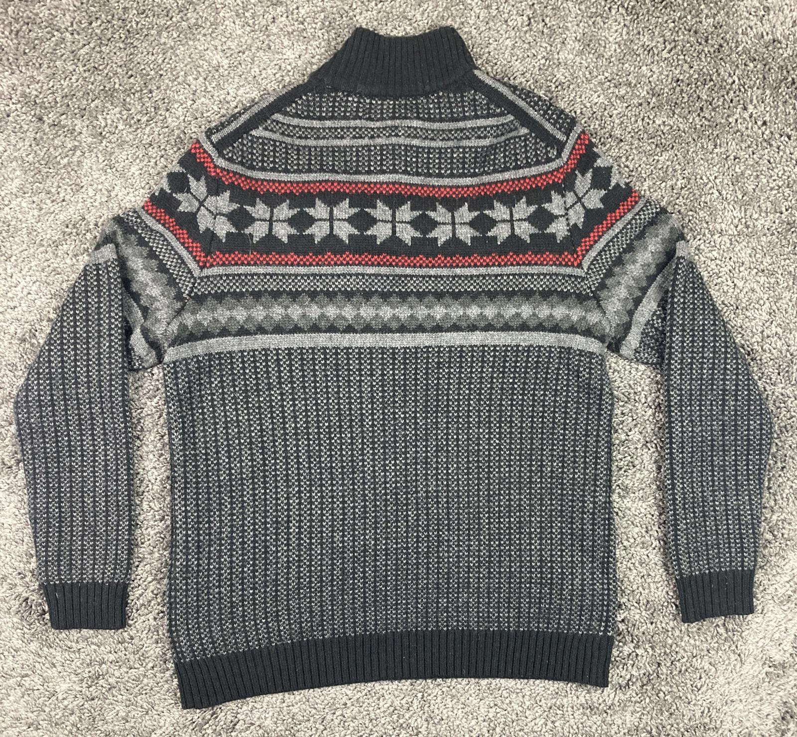 Club Room Men’s Nordic Fair Isle Chunky Knit Sweater Gray Wool Blend Size Large