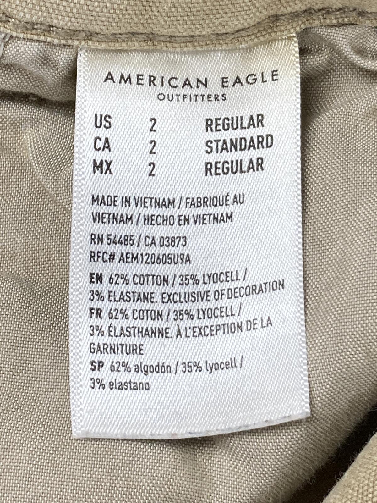 American Eagle Carpenter Pants Women's Khaki High Rise Straight Sz 2