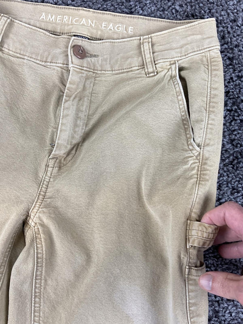American Eagle Carpenter Pants Women's Khaki High Rise Straight Sz 2
