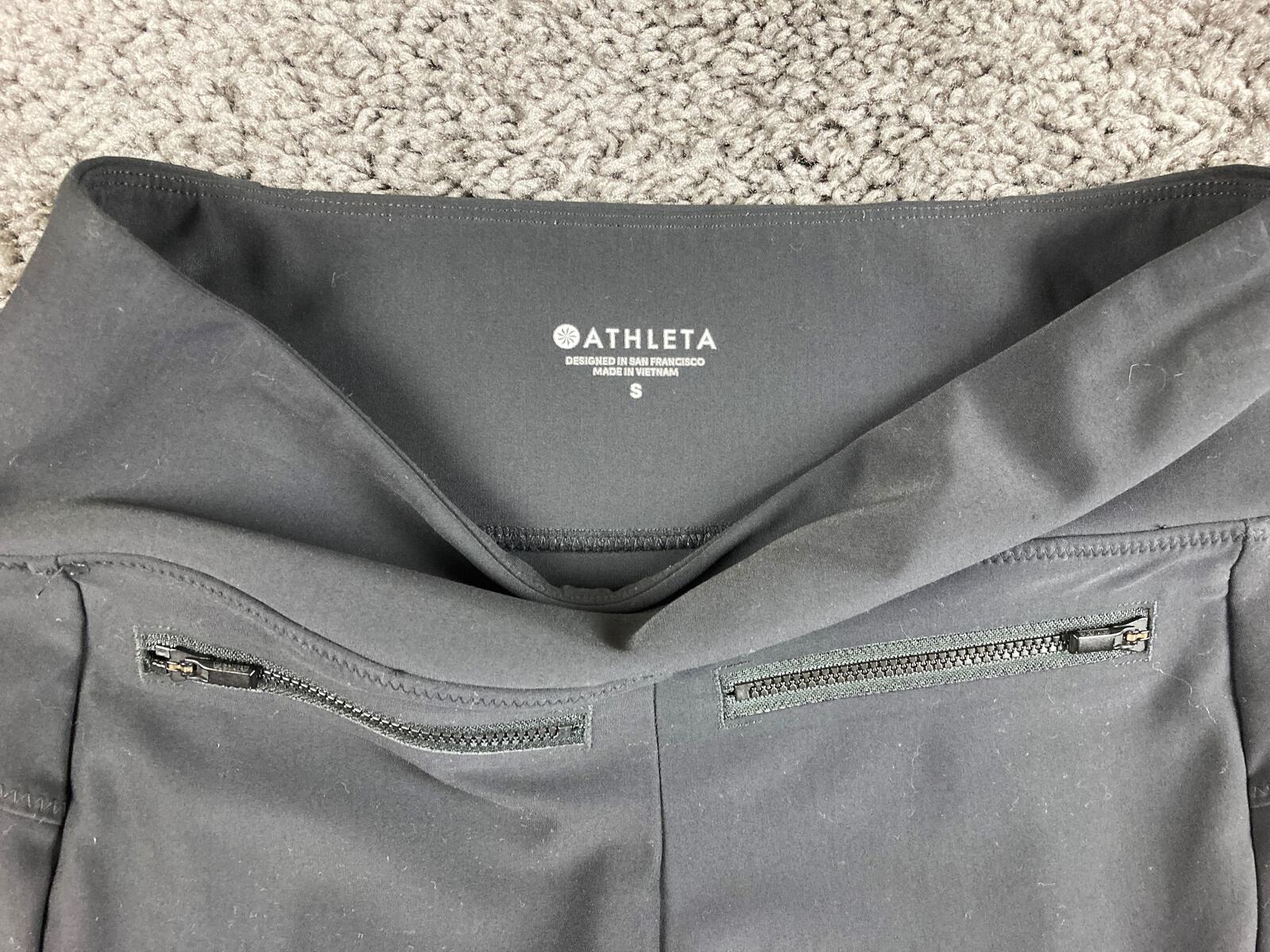 Athleta Metro Straight Capri Pants Womens Black High Rise Zipper Pockets Sz S