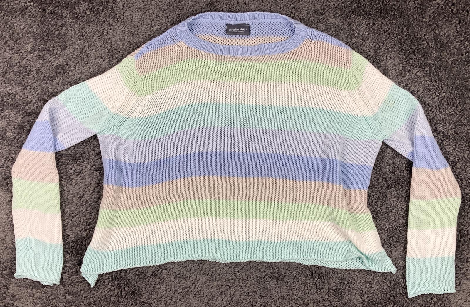 Wooden Ships Flower Market Crew Sweater Womens XL Pastel Cotton Acrylic Pullover