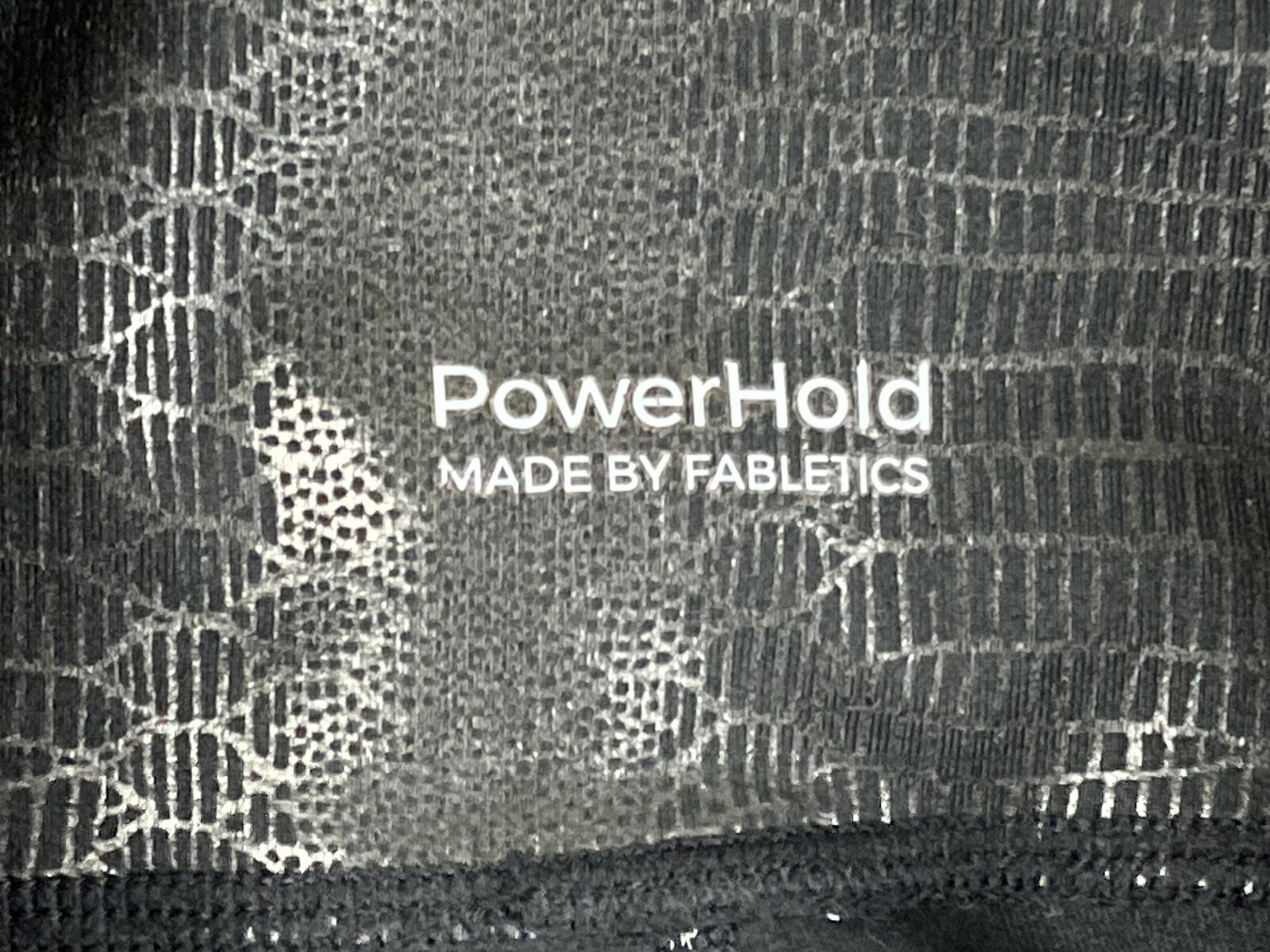 Fabletics PowerHold High Waisted Leggings Metallic Snakeskin Python Pockets Grey