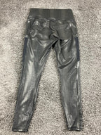 Fabletics PowerHold High Waisted Leggings Metallic Snakeskin Python Pockets Grey
