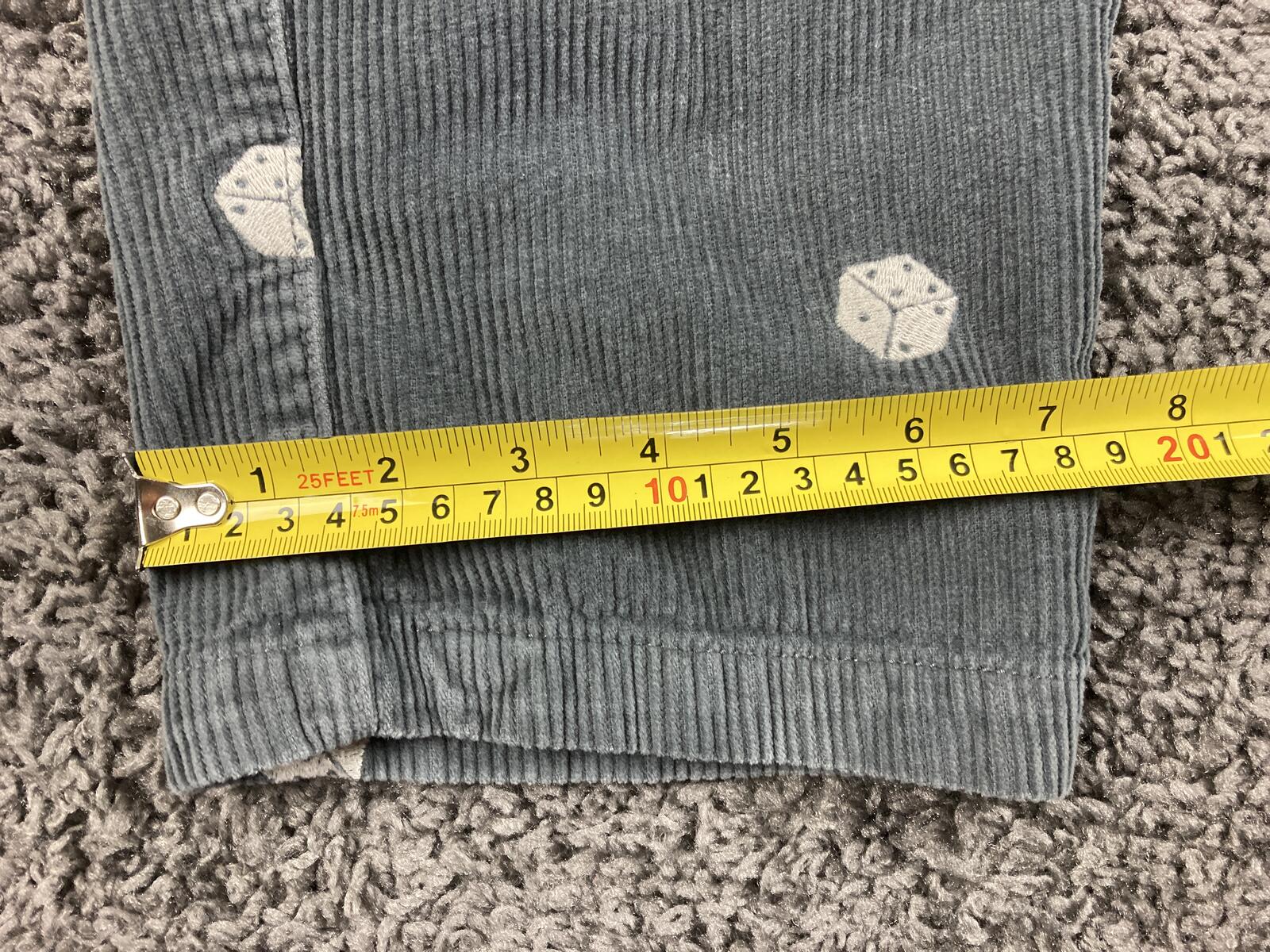 Urban Outfitters Dice Corduroy Pants Mens Grey Embroidered Trousers Sz Small