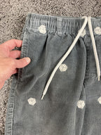 Urban Outfitters Dice Corduroy Pants Mens Grey Embroidered Trousers Sz Small