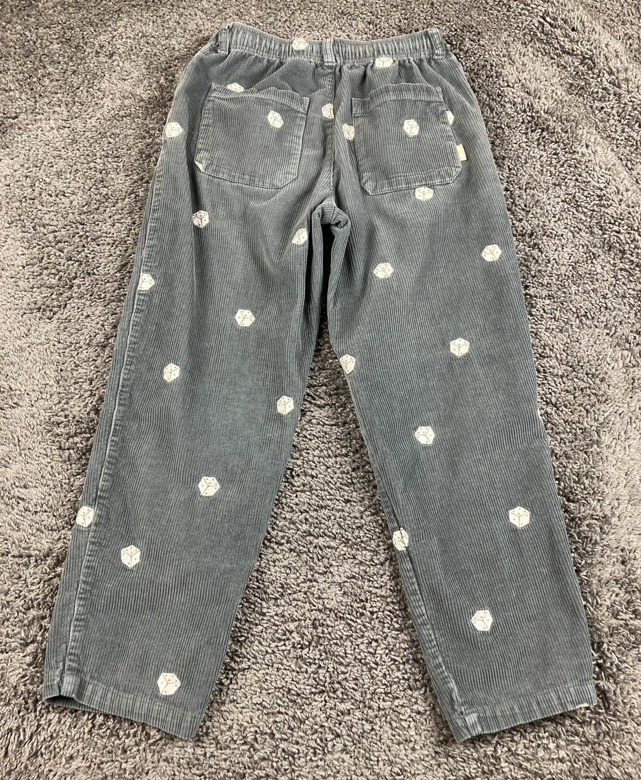 Urban Outfitters Dice Corduroy Pants Mens Grey Embroidered Trousers Sz Small