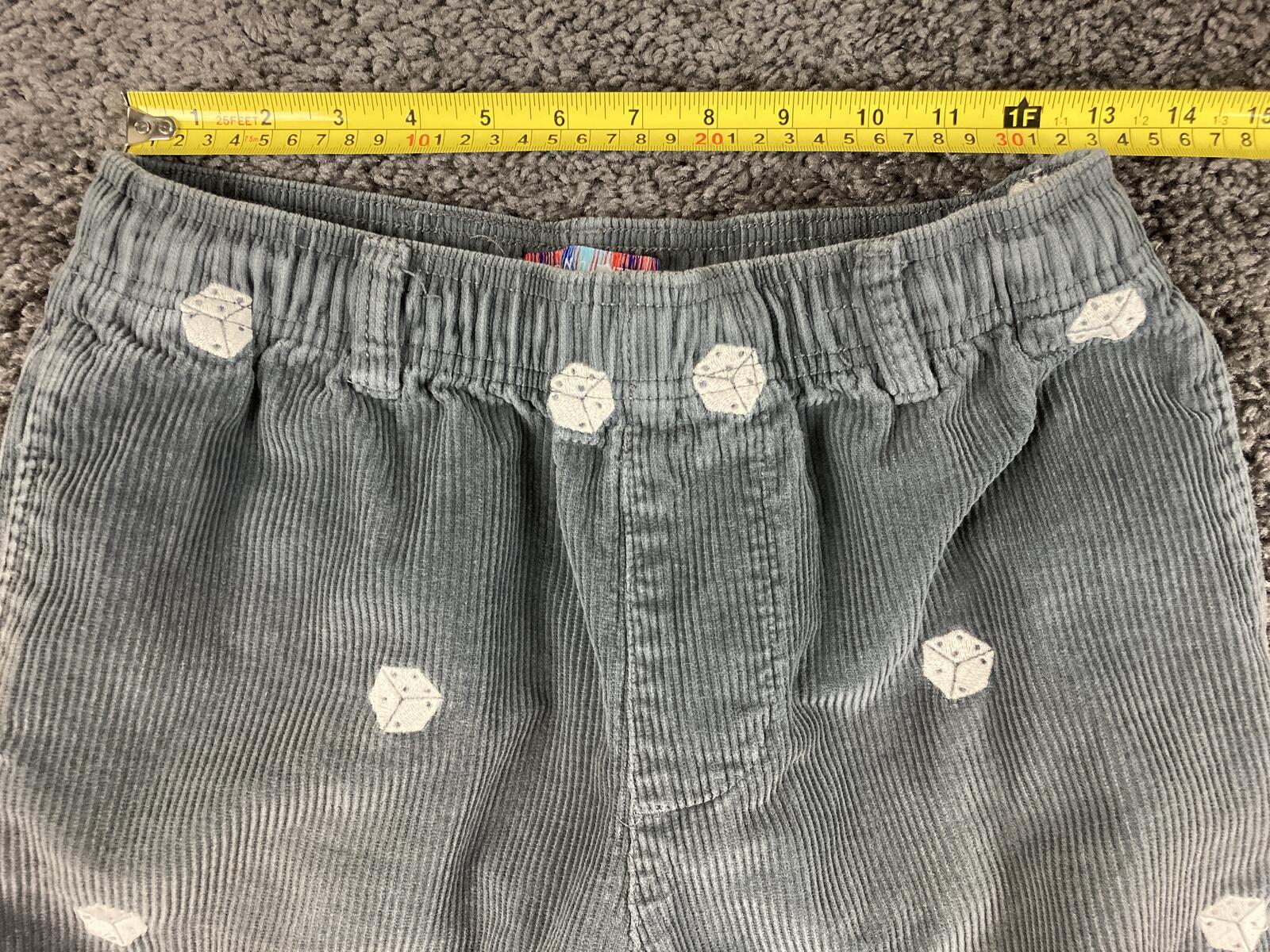 Urban Outfitters Dice Corduroy Pants Mens Grey Embroidered Trousers Sz Small