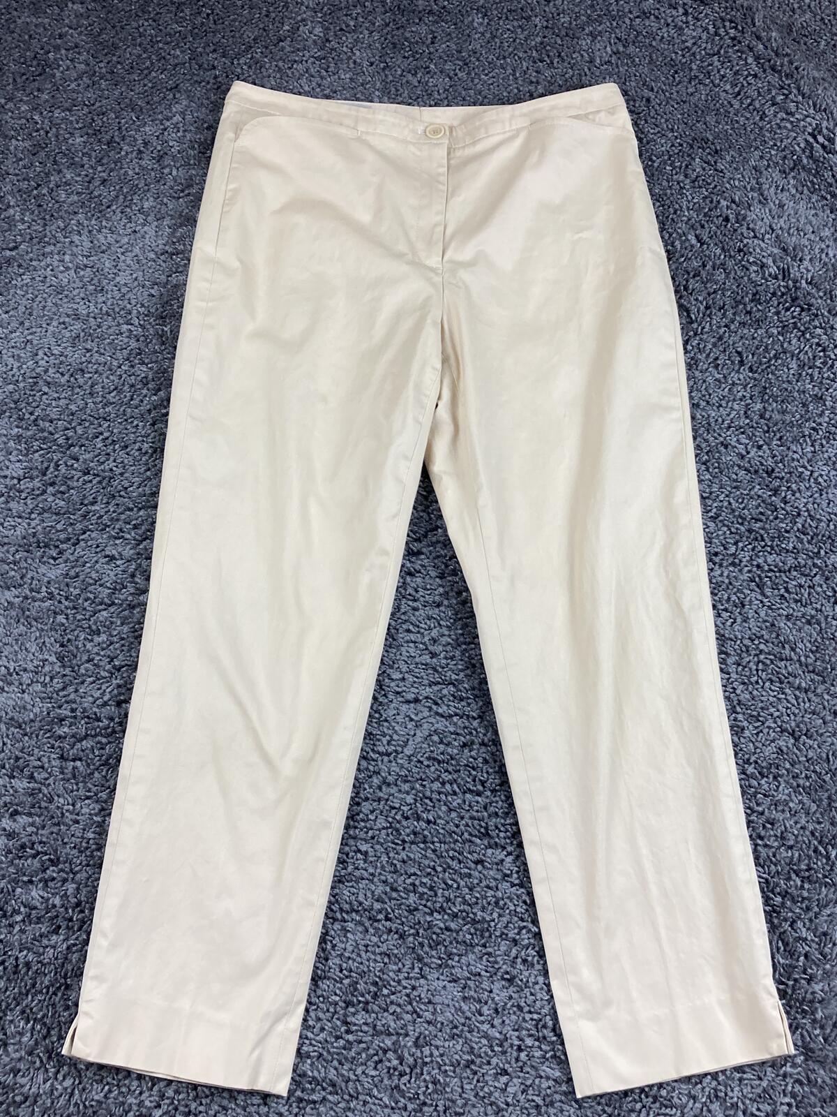 Faconnable Women's Chino Pants Beige Stretch Cotton Straight Leg Size 6