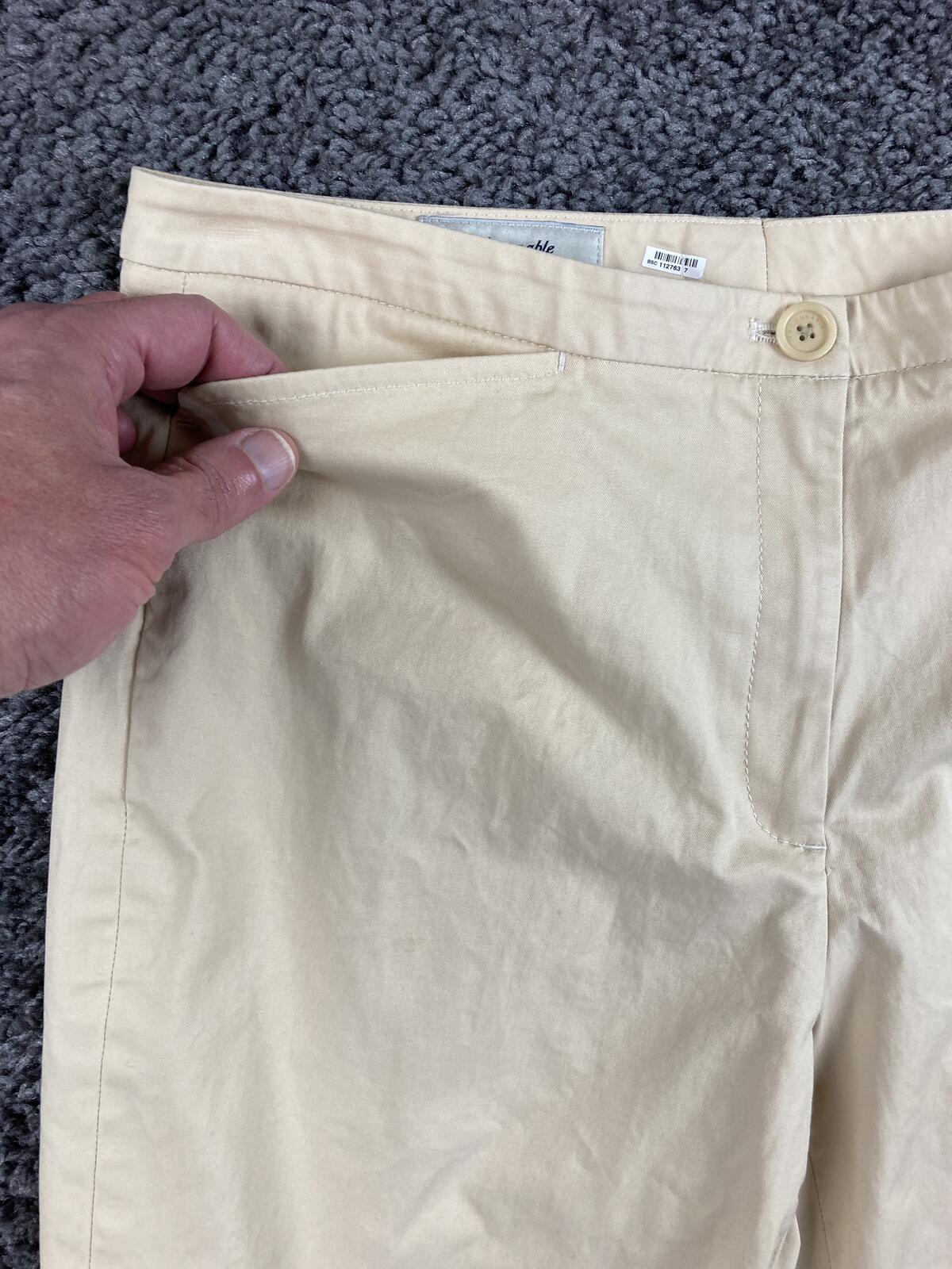 Faconnable Women's Chino Pants Beige Stretch Cotton Straight Leg Size 6