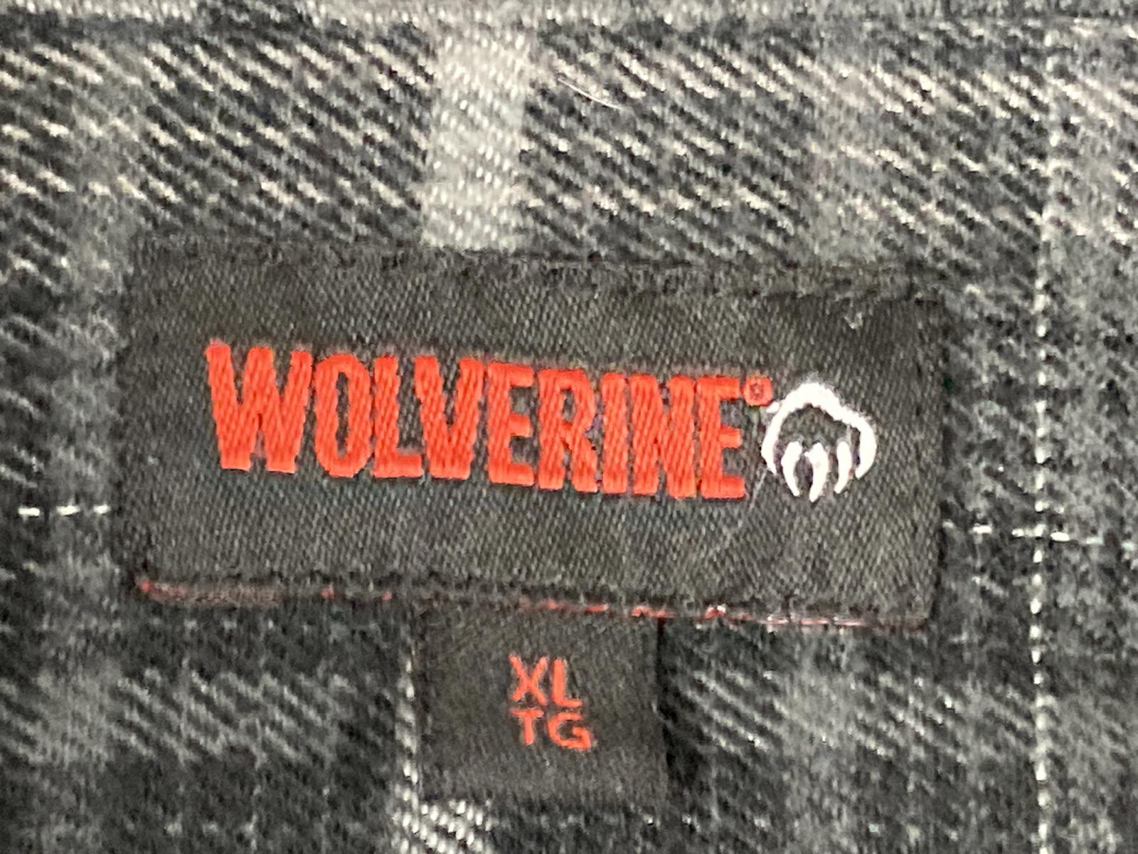 Wolverine Plaid Flannel Shirt Mens XL Gray Button Front Long Sleeve