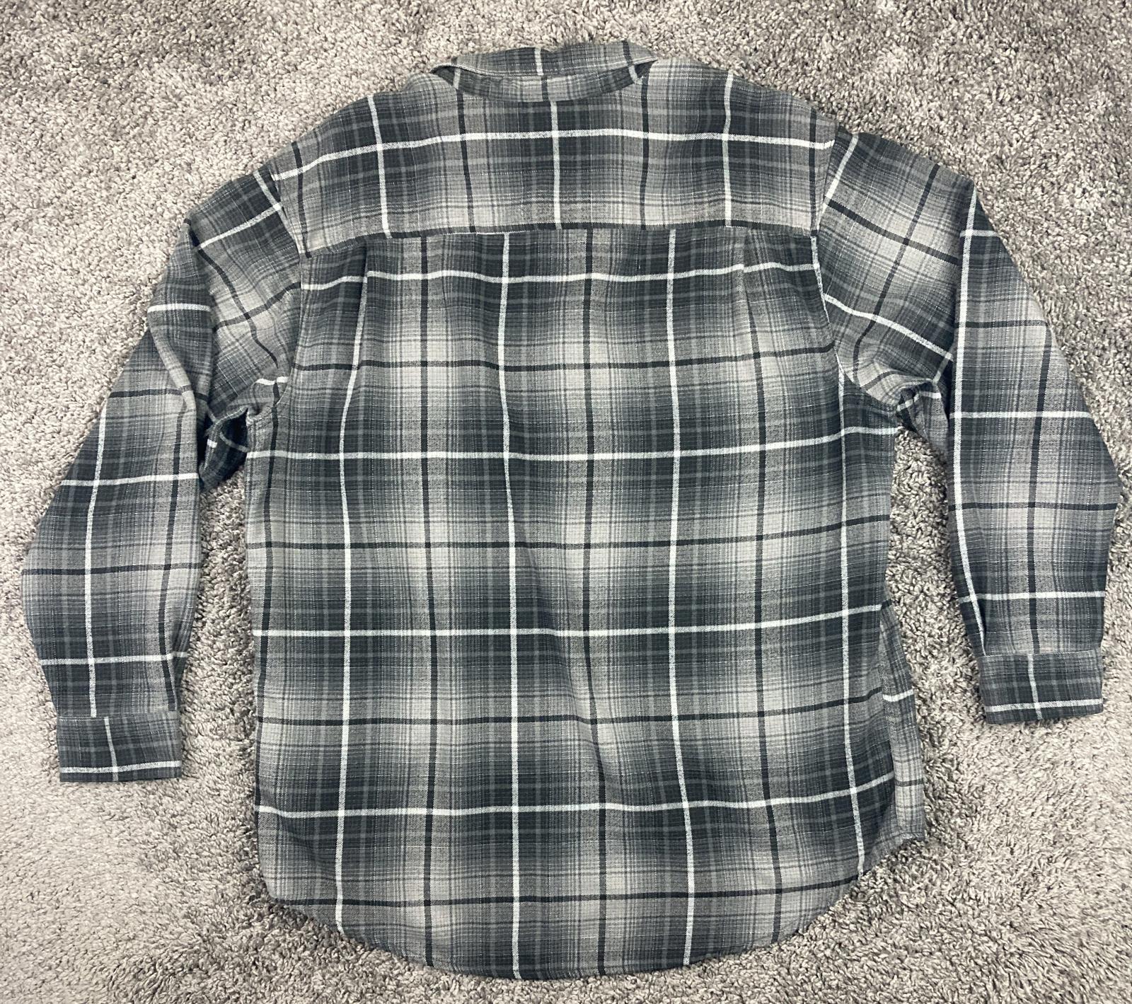 Wolverine Plaid Flannel Shirt Mens XL Gray Button Front Long Sleeve