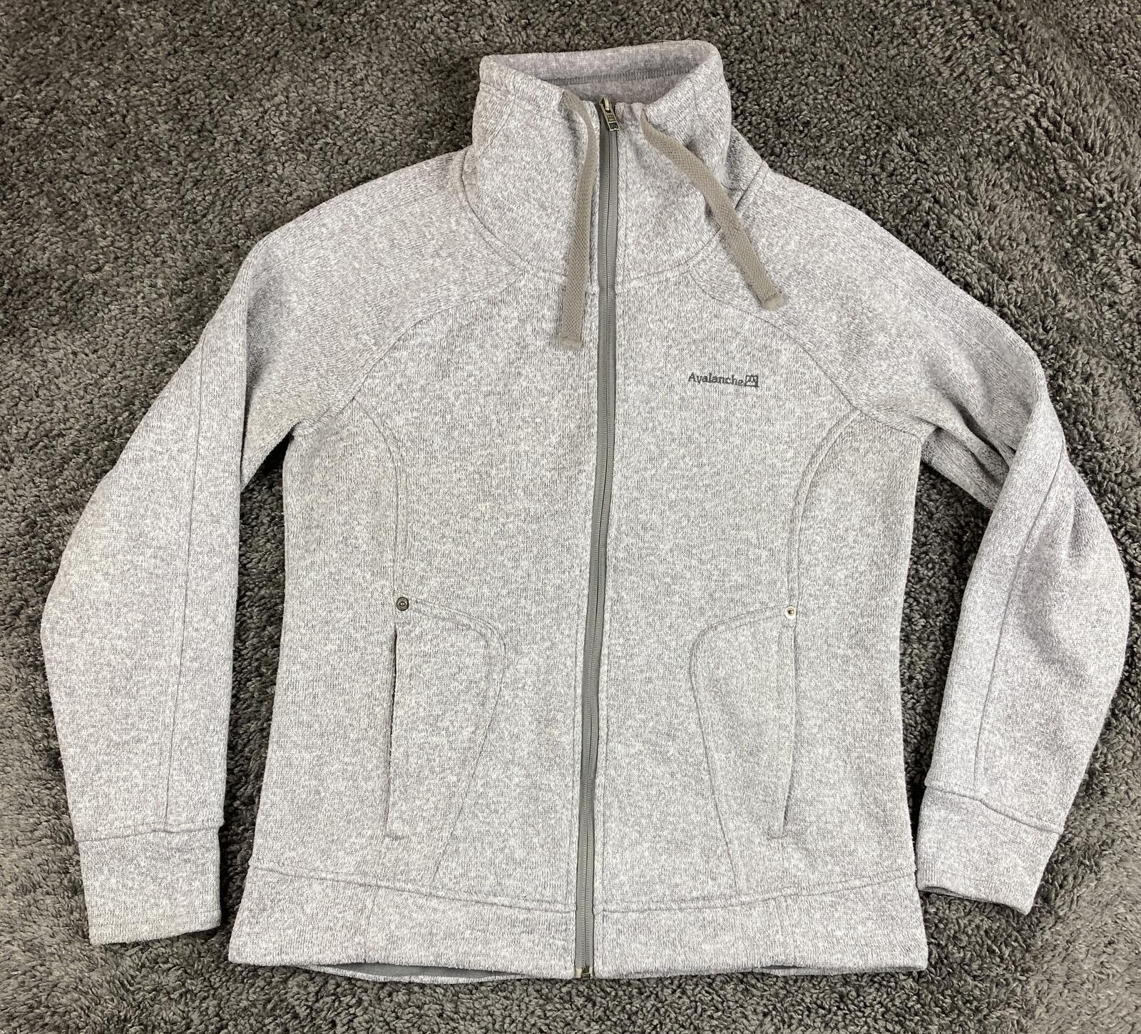 Avalanche Women's Full Zip Fleece Jacket Gray Knit Thumbhole Pockets Size Large