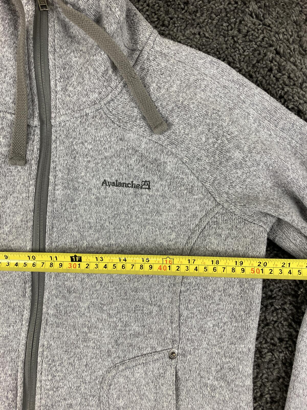 Avalanche Women's Full Zip Fleece Jacket Gray Knit Thumbhole Pockets Size Large
