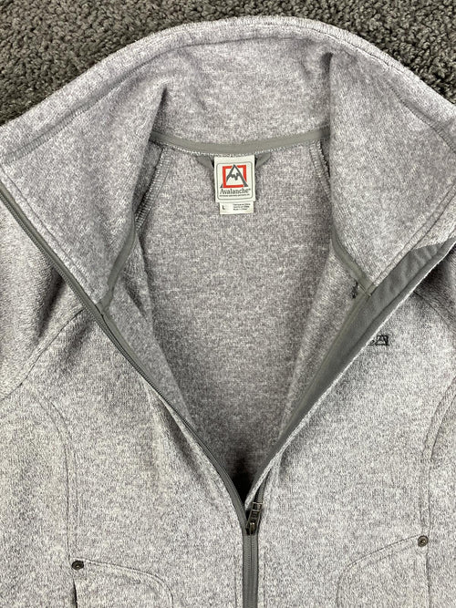 Avalanche Women's Full Zip Fleece Jacket Gray Knit Thumbhole Pockets Size Large