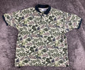 Vintage Op Ocean Pacific Sport Tropical Leaf Polo Shirt Cotton Green Floral XL