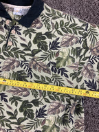 Vintage Op Ocean Pacific Sport Tropical Leaf Polo Shirt Cotton Green Floral XL