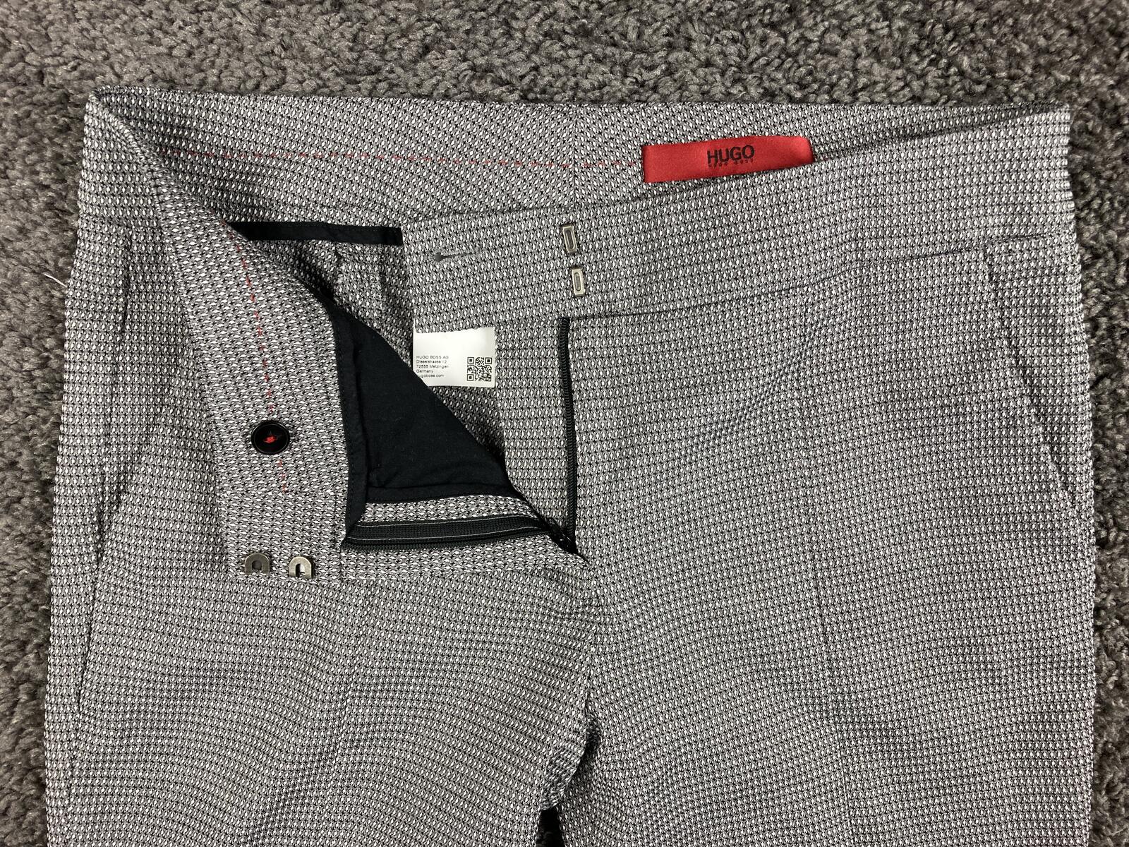 HUGO Hugo Boss Hevas Slim Fit Dress Pants Women’s 6 Grey Micro Check Cropped