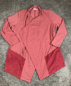 LOGO Lounge Lori Goldstein Cardigan Pink/Red  French Terry Cascading Cardigan 1X