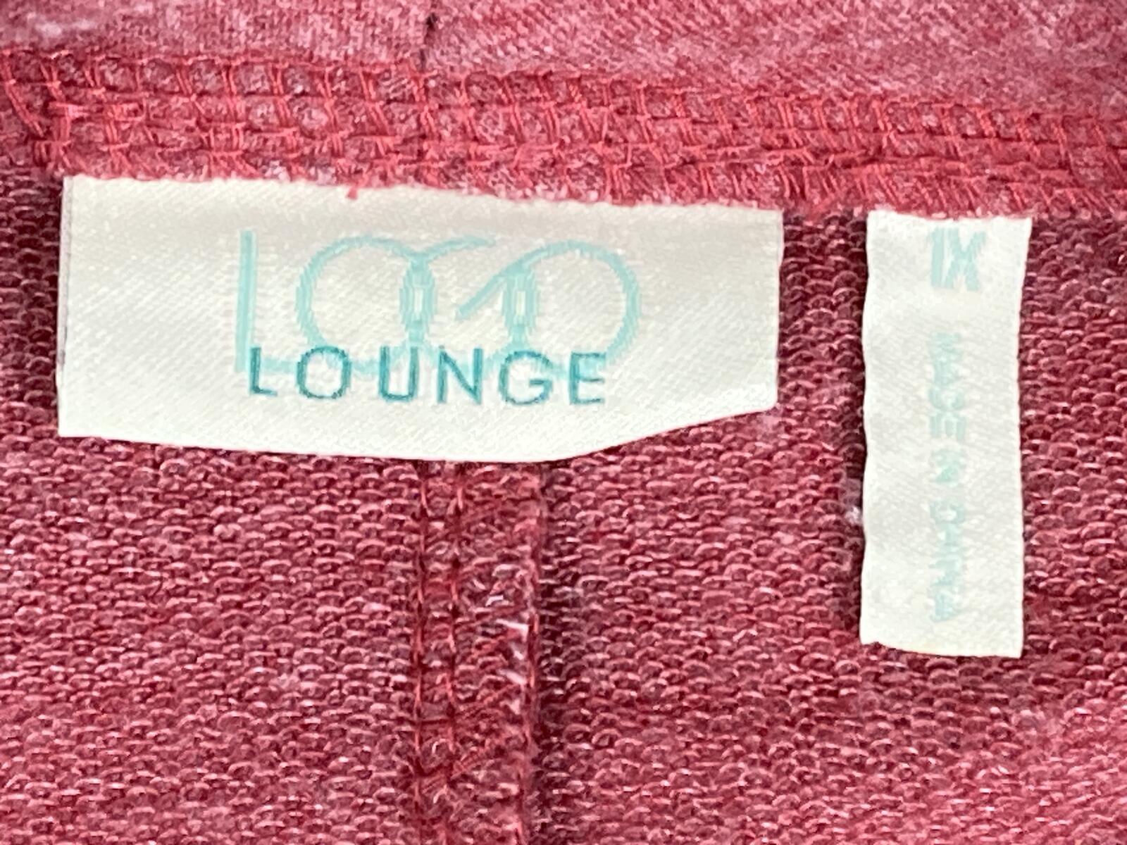 LOGO Lounge Lori Goldstein Cardigan Pink/Red  French Terry Cascading Cardigan 1X