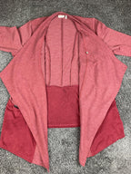 LOGO Lounge Lori Goldstein Cardigan Pink/Red  French Terry Cascading Cardigan 1X
