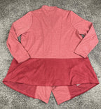LOGO Lounge Lori Goldstein Cardigan Pink/Red  French Terry Cascading Cardigan 1X