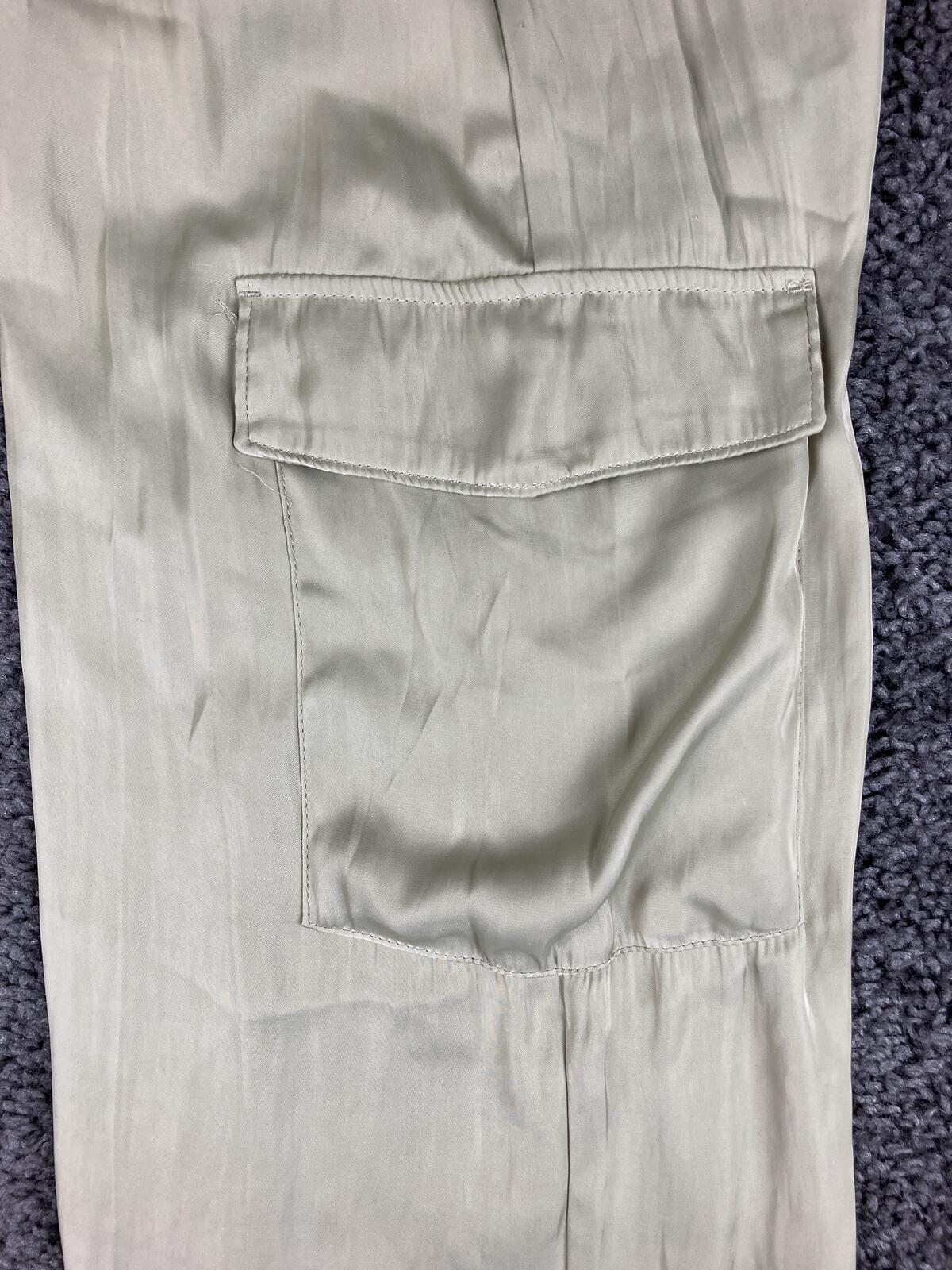 Rachel Zoe Satin Cargo Pants Champagne Beige Wide Leg Pockets Womens Medium M
