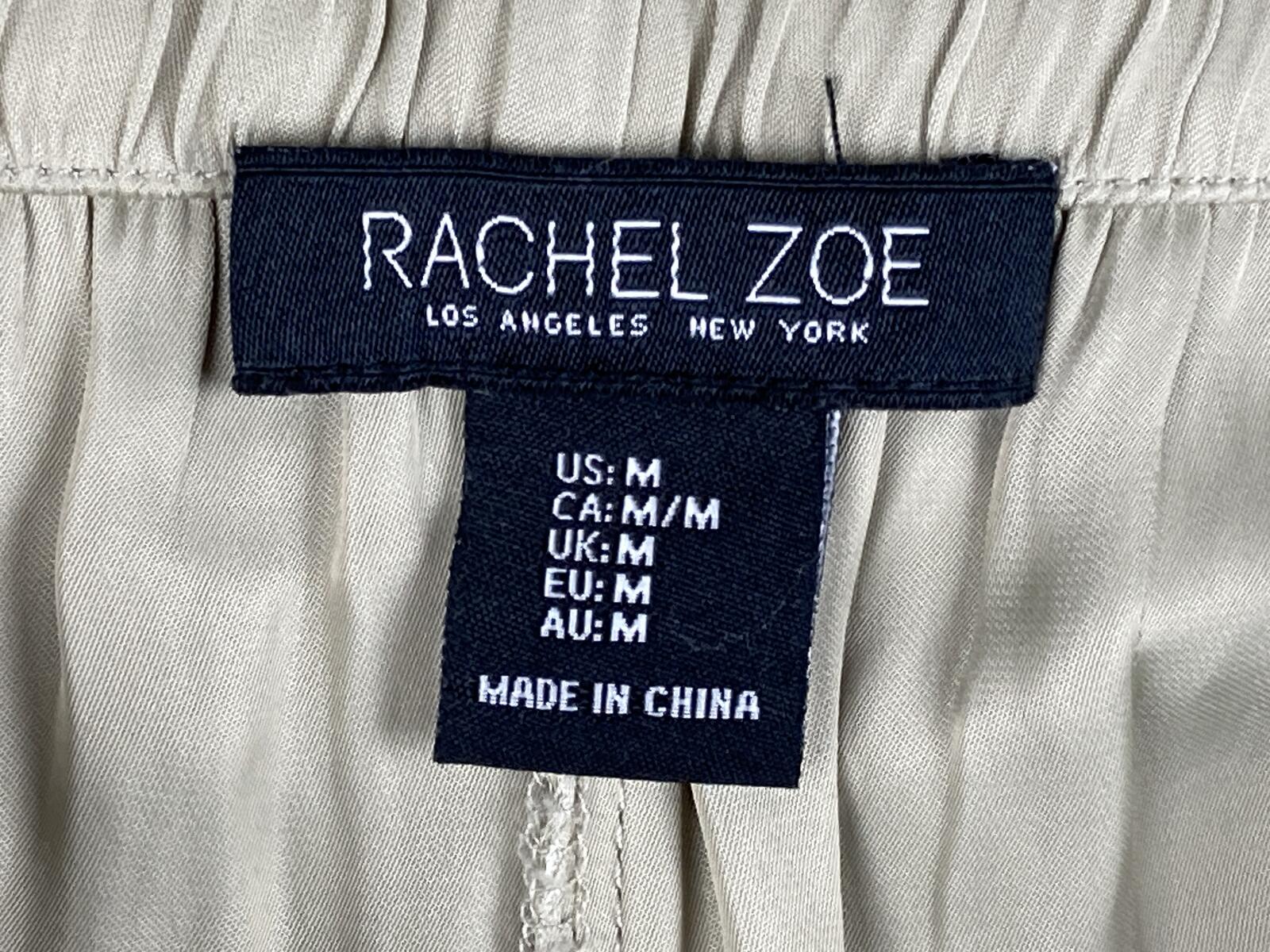 Rachel Zoe Satin Cargo Pants Champagne Beige Wide Leg Pockets Womens Medium M