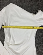 Zara White One Shoulder Mini Dress Long Sleeve Draped Gathered Party Sexy Size M