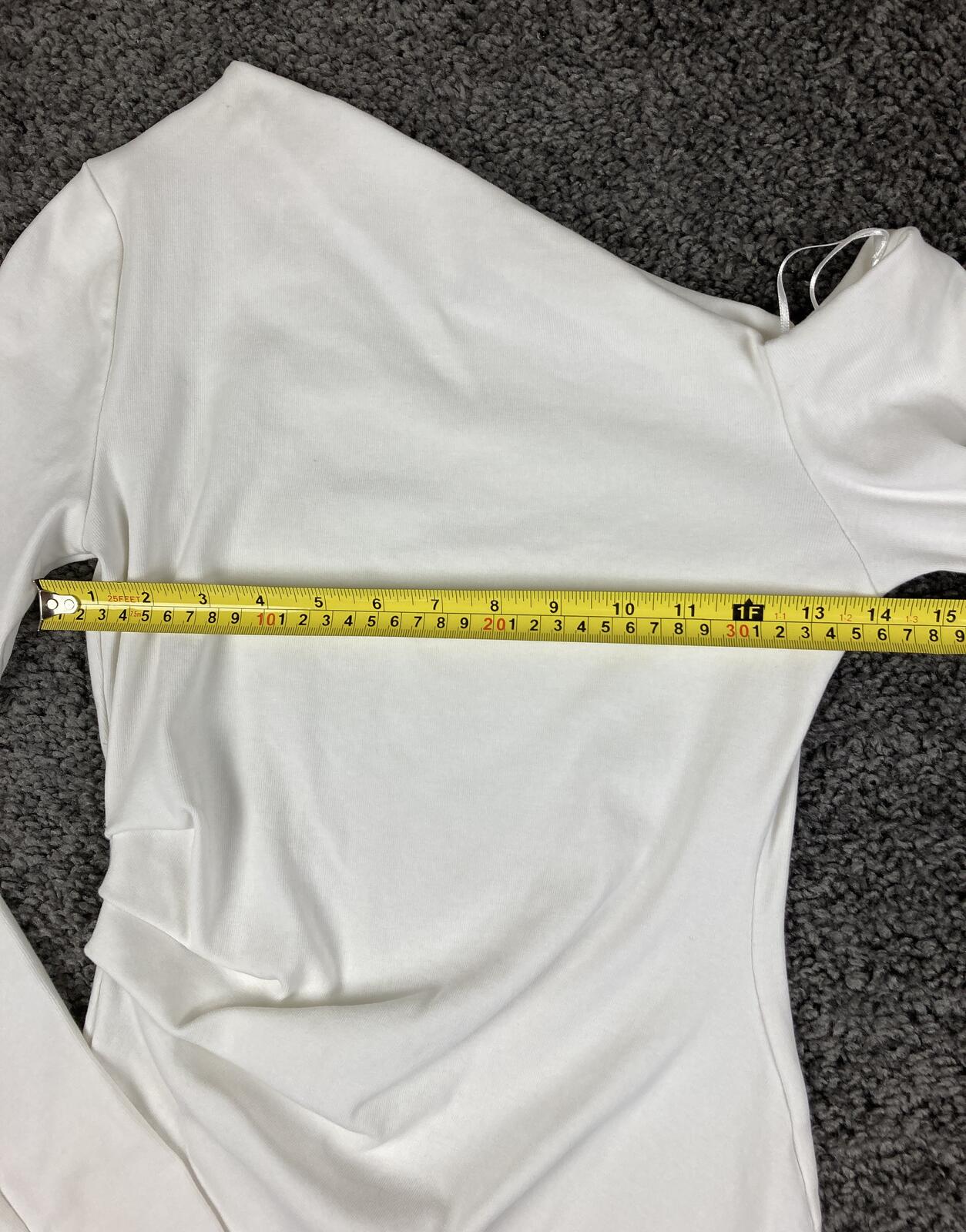 Zara White One Shoulder Mini Dress Long Sleeve Draped Gathered Party Sexy Size M