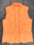 Talbots Goose Down Quilted Puffer Vest Women’s Size S Orange Hood Zip Front