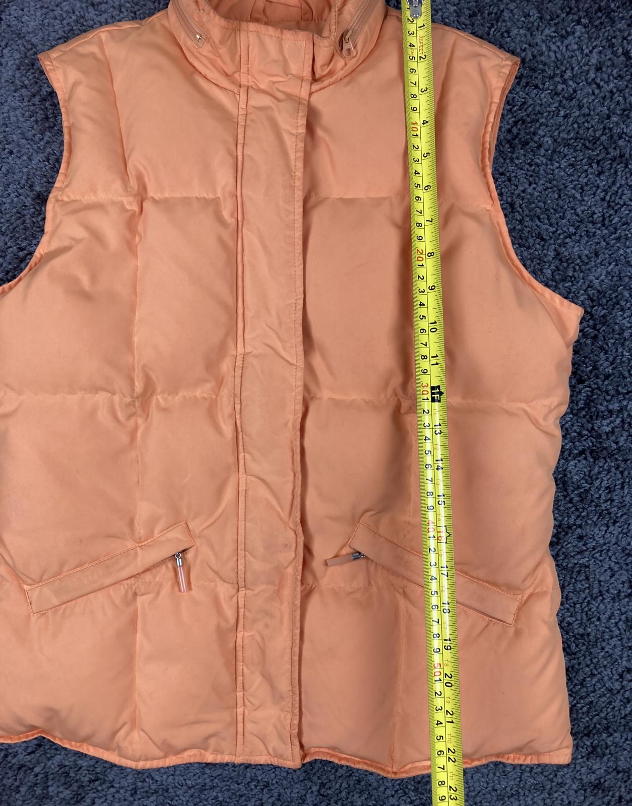 Talbots Goose Down Quilted Puffer Vest Women’s Size S Orange Hood Zip Front