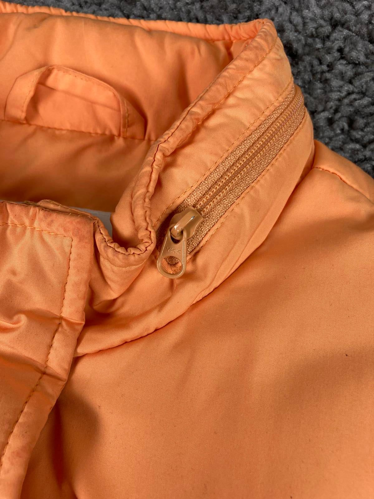 Talbots Goose Down Quilted Puffer Vest Women’s Size S Orange Hood Zip Front