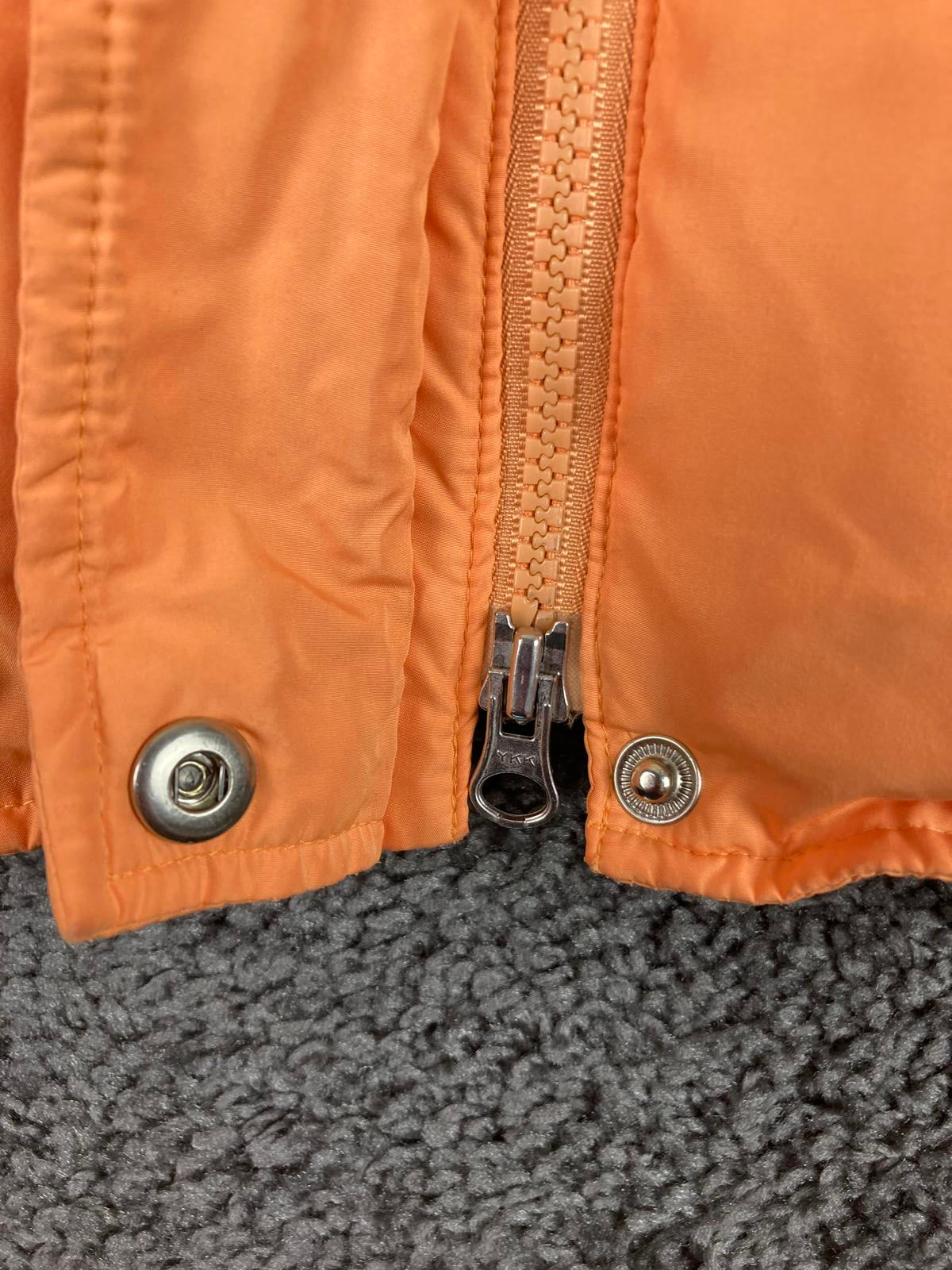 Talbots Goose Down Quilted Puffer Vest Women’s Size S Orange Hood Zip Front