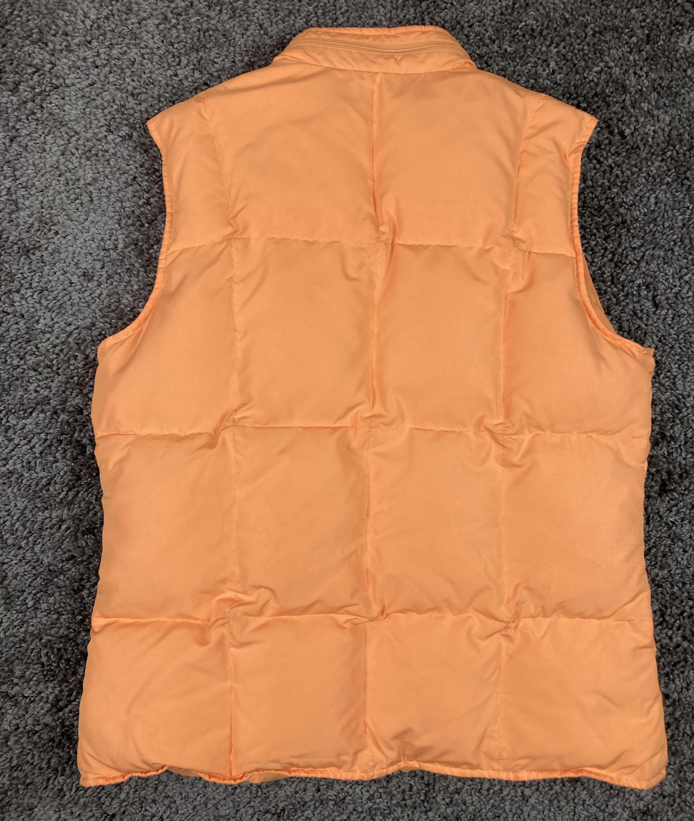 Talbots Goose Down Quilted Puffer Vest Women’s Size S Orange Hood Zip Front