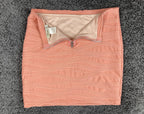 Arden B Coral Pink Textured Wave Bodycon Mini Skirt Peach Ribbed Zipper Back L