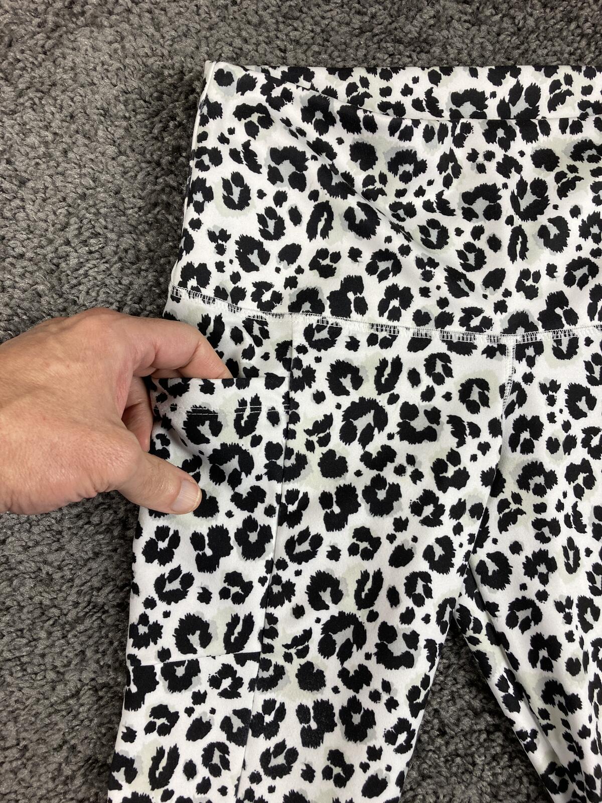Catherine Malandrino Leggings Women's Black White Animal Print Crop Sz XS