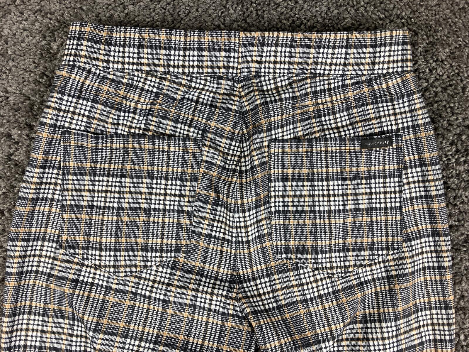 Sanctuary x Anthropologie Pull-On Pants Women's Plaid Slim Stretch Sz M