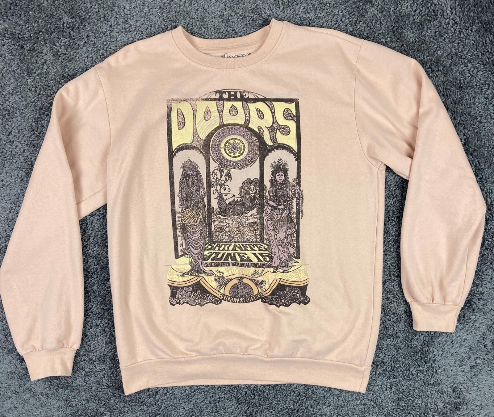 The Doors Unisex Graphic Sweatshirt XL Peach Crewneck Band Pullover