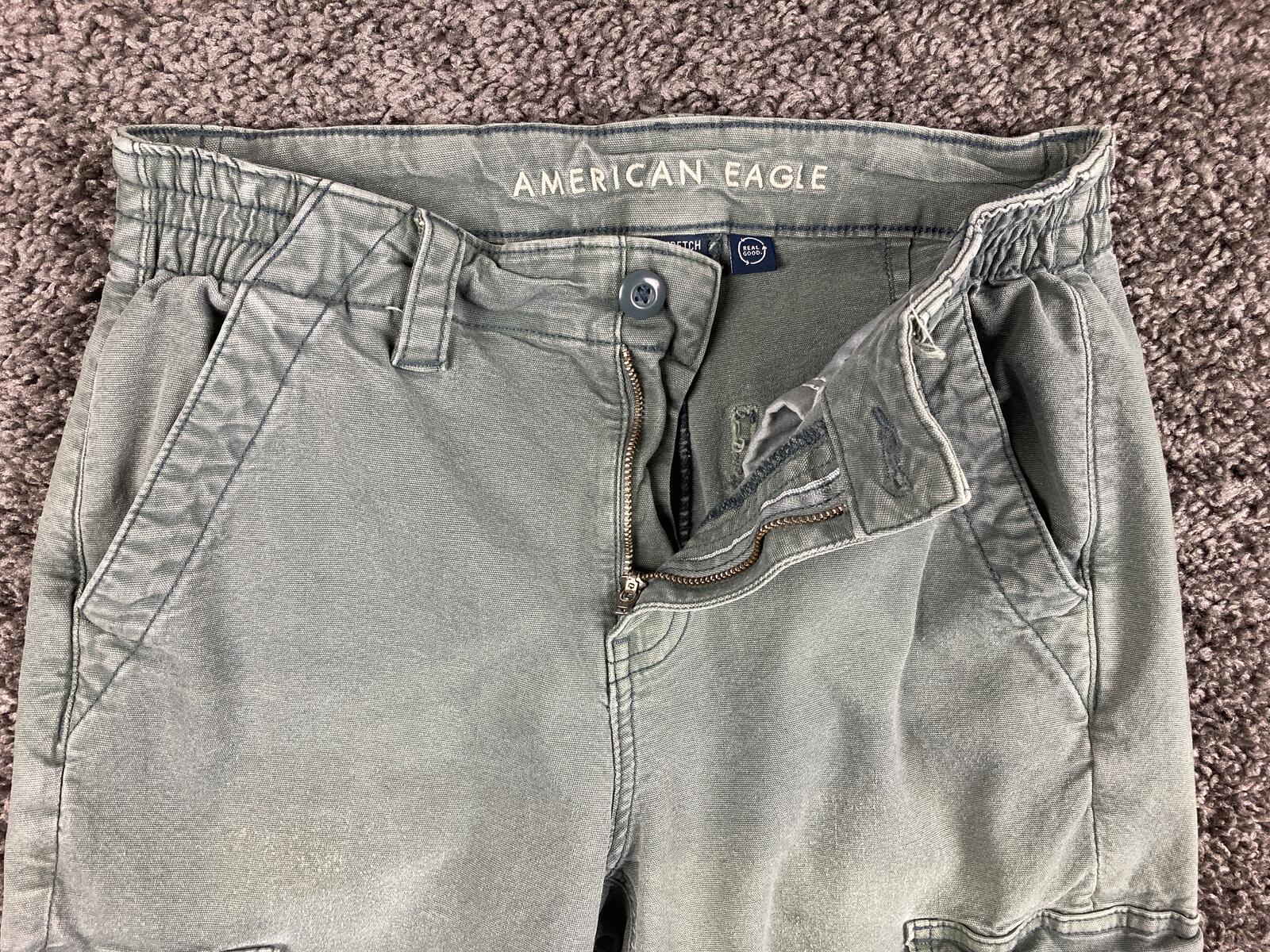 American Eagle Next Level Stretch Cargo Pants Womens Sage Green Soft Sz 2