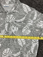 Columbia Thistledown Hills Polo Shirt Mens Gray White Floral Palm Leaf Cotton XL