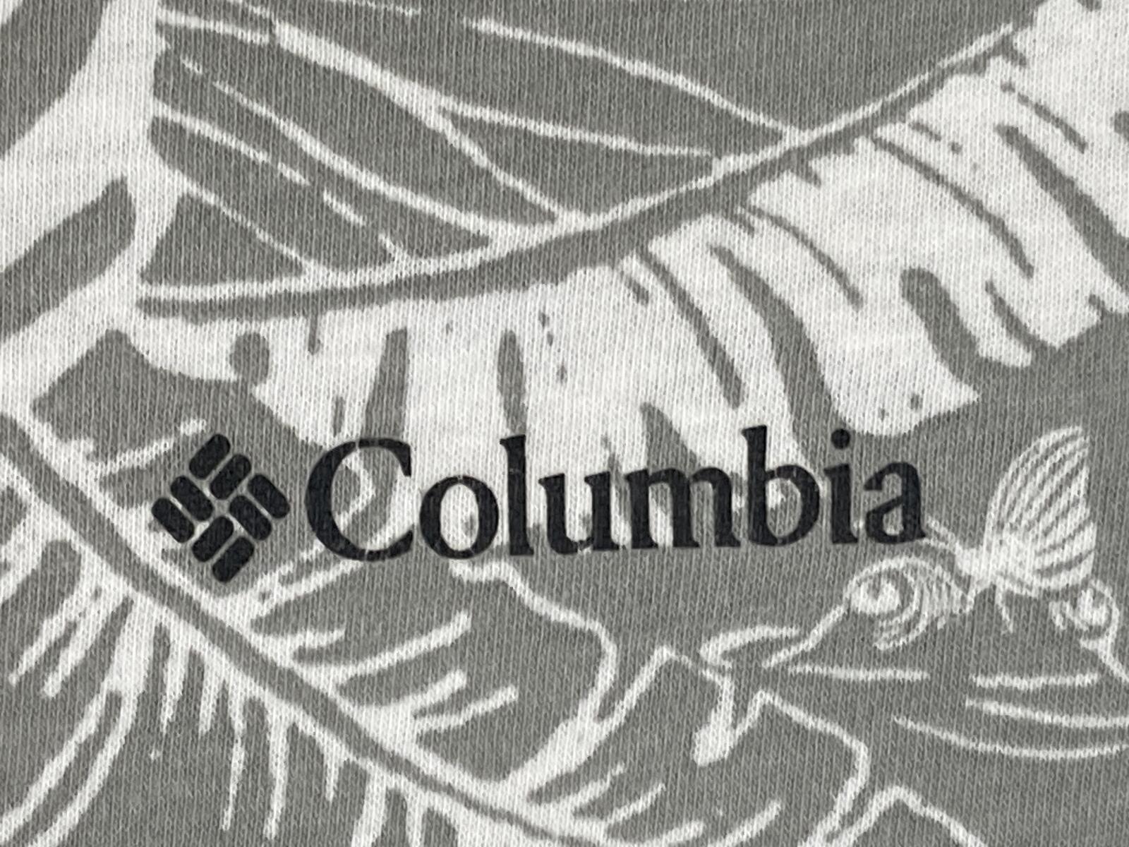 Columbia Thistledown Hills Polo Shirt Mens Gray White Floral Palm Leaf Cotton XL