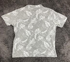 Columbia Thistledown Hills Polo Shirt Mens Gray White Floral Palm Leaf Cotton XL