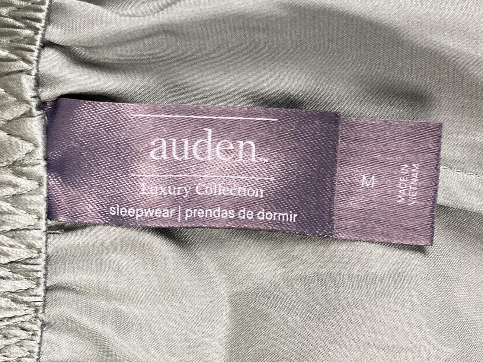 Auden Luxury Collection Satin Pajama Pants Sage Green Wide Leg Sleepwear Sz M