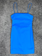Alice & Olivia French Blue Fifi Mini Dress Spaghetti Strap Zip Back Size 0