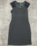 Carole Little Women’s Black Ruffle Cap Sleeve Sheath Dress Back Zip Size 10