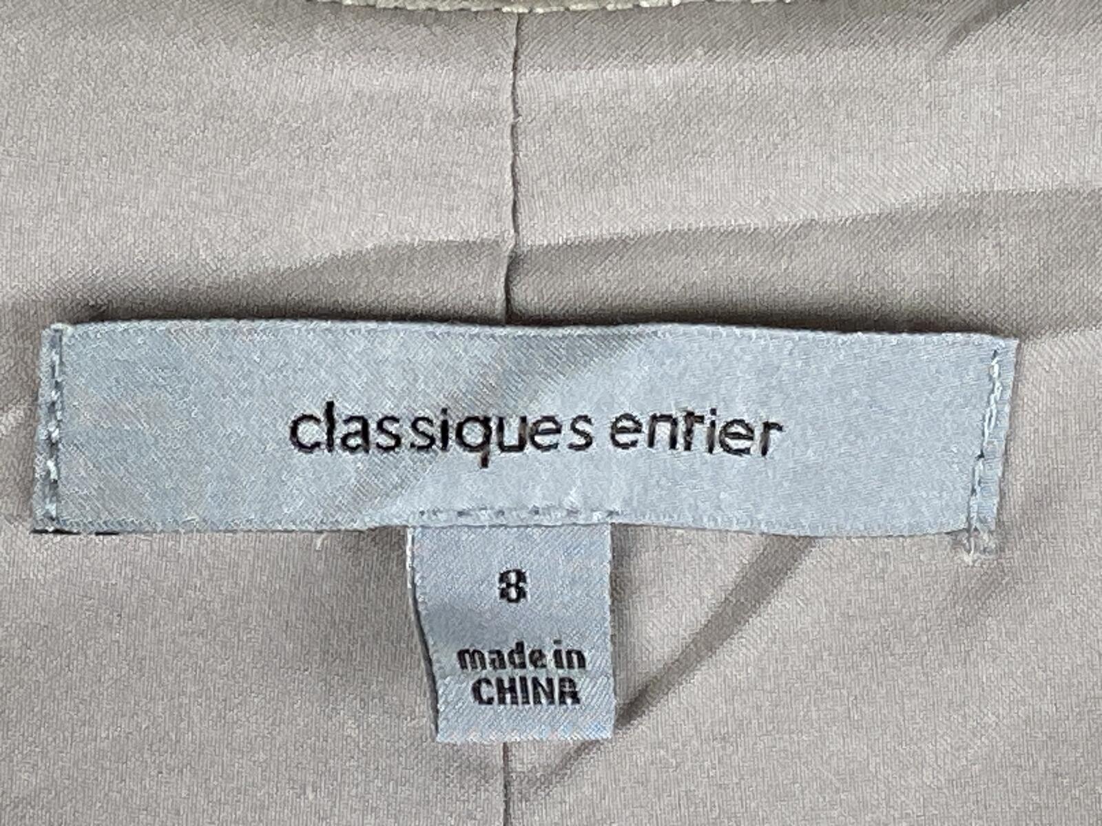 Classiques Entier Zipper Dress Beige Sleeveless Sheath Pockets Size 8