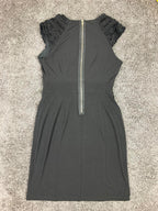 Carole Little Women’s Black Ruffle Cap Sleeve Sheath Dress Back Zip Size 10